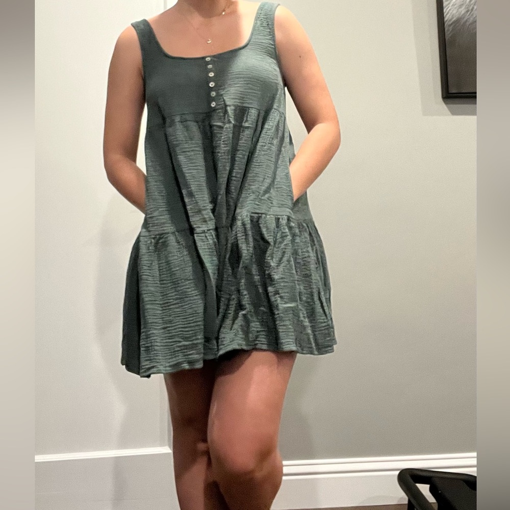 Green Quilted Tank Dress
